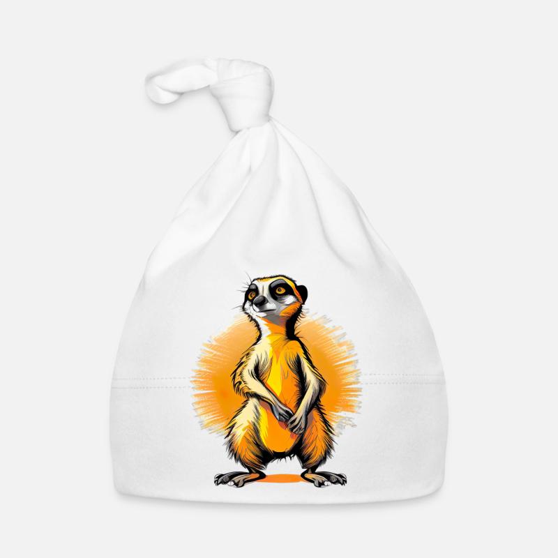 Fier suricate au coucher du soleil - Zoo Comic - Bonnet bio Bébé - blanc