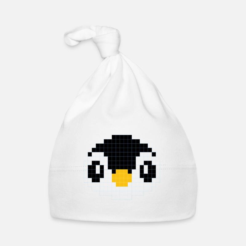 Tête de pingouin pixélisée Bonnet bio Bébé