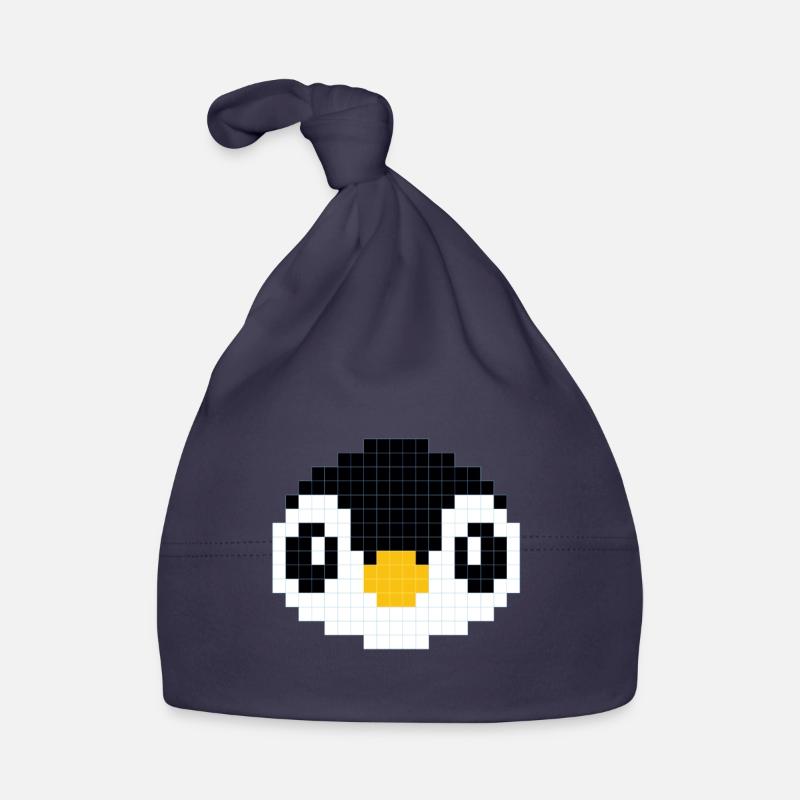 Tête de pingouin pixélisée Bonnet bio Bébé