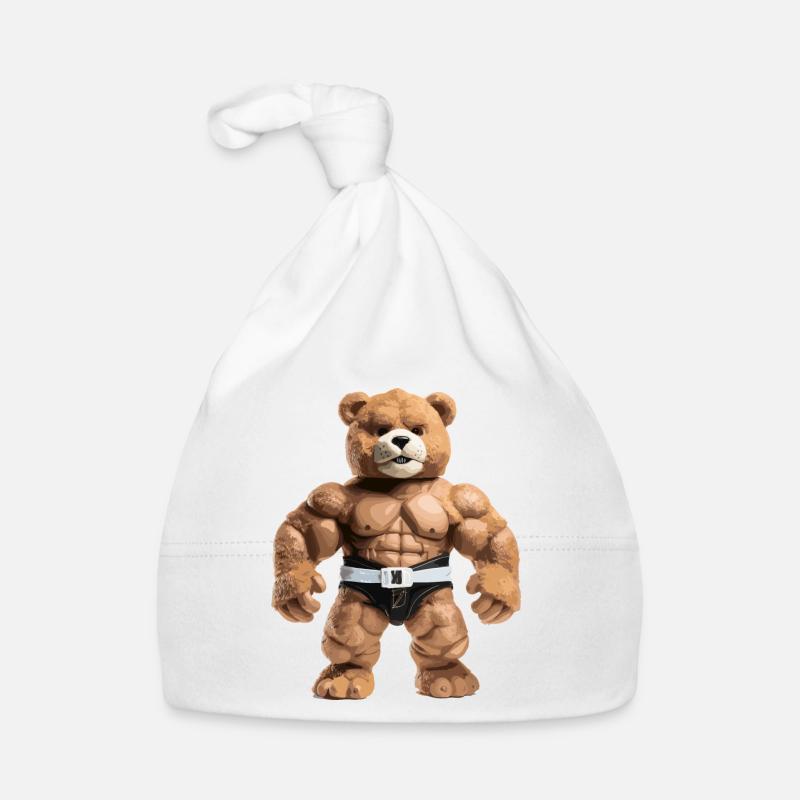 strong teddy bear Organic Baby Cap