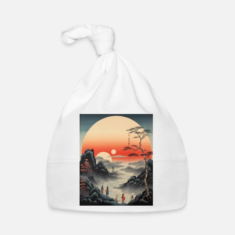 Coucher de soleil Ukiyo-e Bonnet bio Bébé