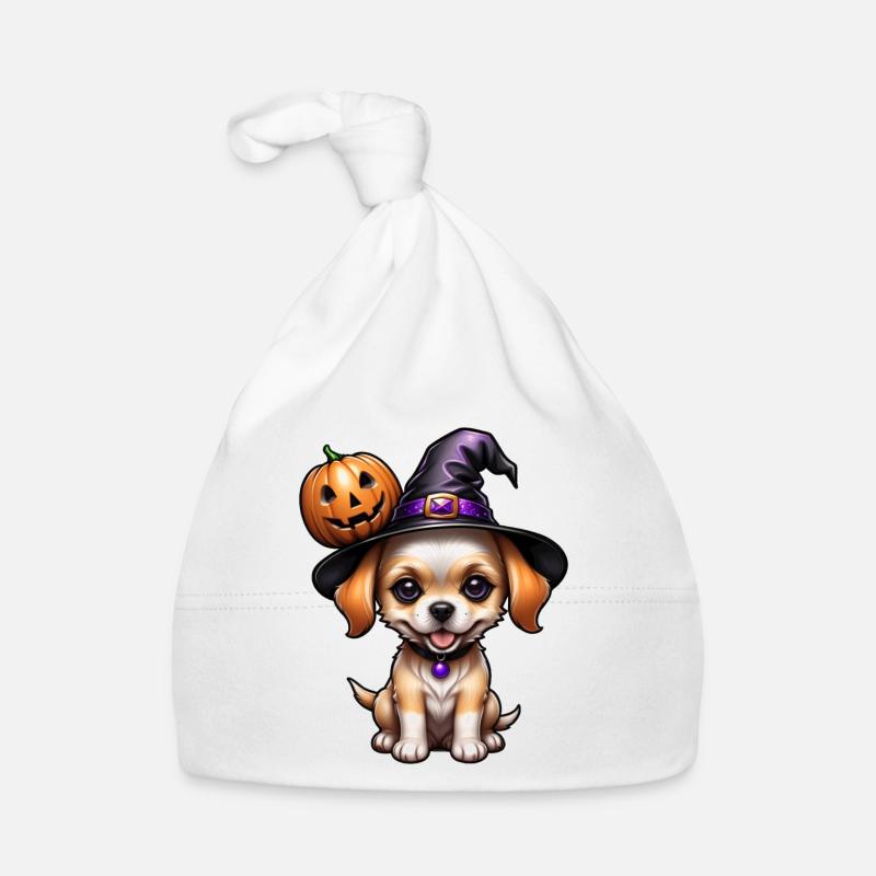 Halloween - chiot mignon avec citrouille Bonnet bio Bébé