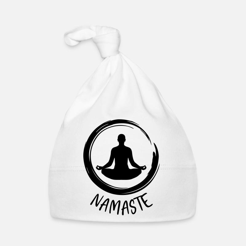 Yoga / Namaste / Fleur de lotus - Bonnet bio Bébé - blanc