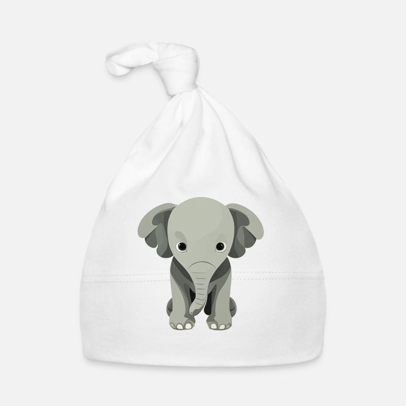 Hand drawn elephant puppy on cotton Organic Baby Cap