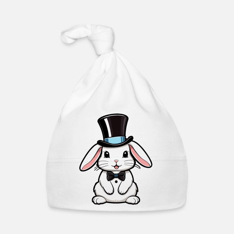 White Rabbit with a Hat and Bow Tie Organic Baby Cap