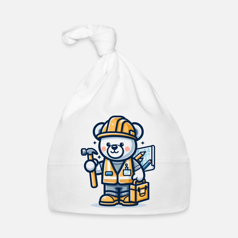 Cute Bear Construction Worker Baby Bio-Mütze
