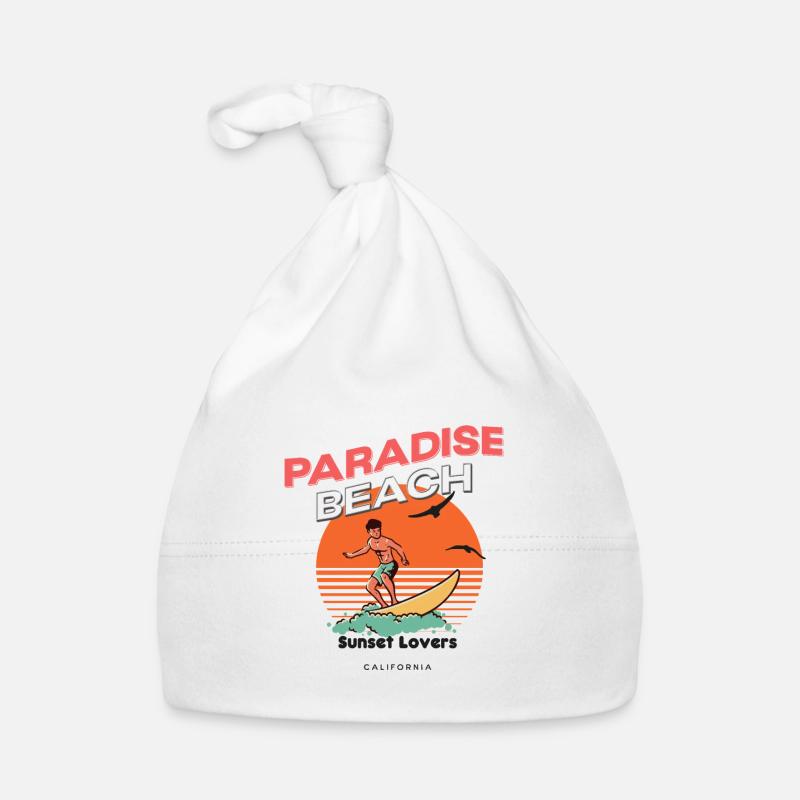 Paradis des Amoureux du Coucher de Soleil - Bonnet bio Bébé - blanc