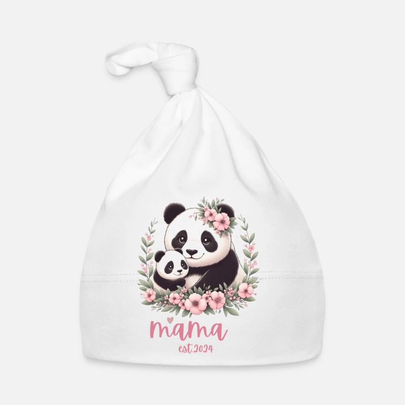 Mama est 2024 I Panda Bear Mum I First Time Mom Baby Bio-Mütze
