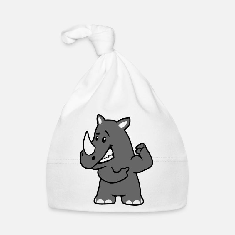 Rhinocéros costaud - Bonnet bio Bébé - blanc