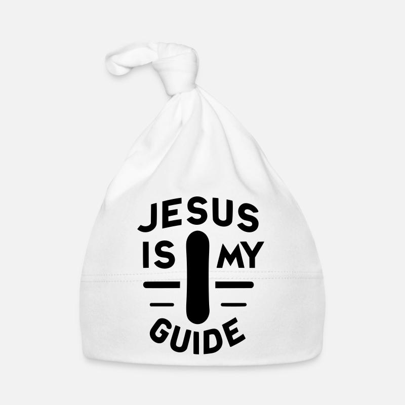 Jésus est mon guide - Snowboard - Bonnet bio Bébé - blanc