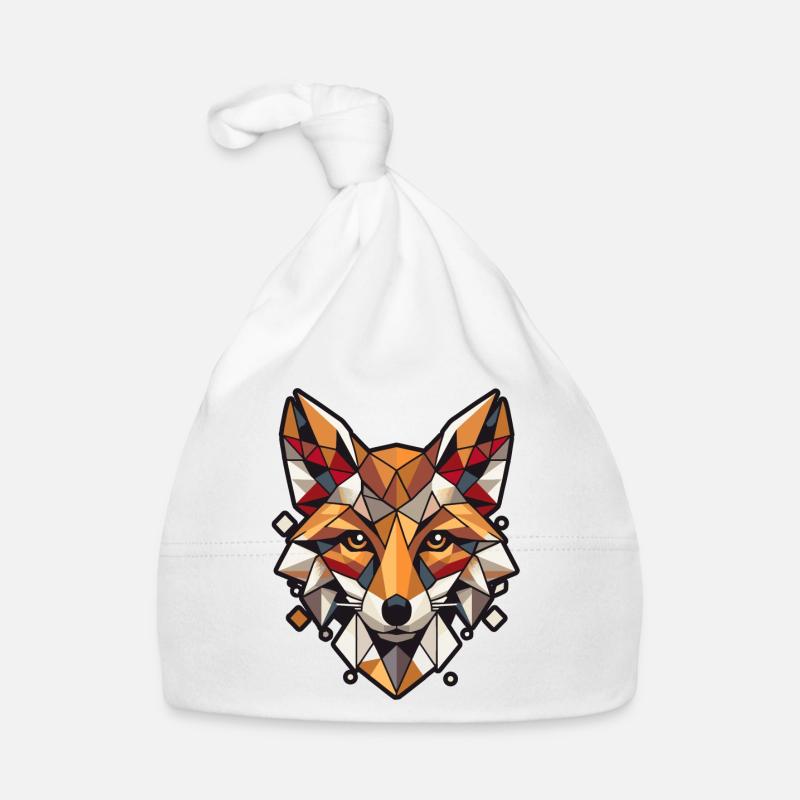 Colorful, geometric fox head polygon motif Organic Baby Cap