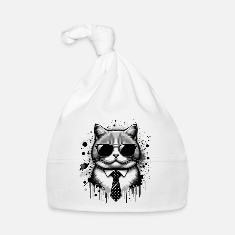 Chat cool avec lunettes de soleil et peinture cravate Bonnet bio Bébé