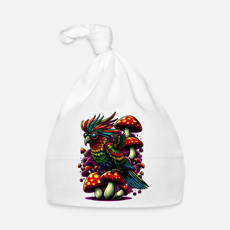 Perroquet coloré - Bonnet bio Bébé - blanc