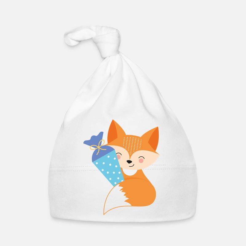 Fuchs mit Schultüte Einschulung Baby Bio-Mütze