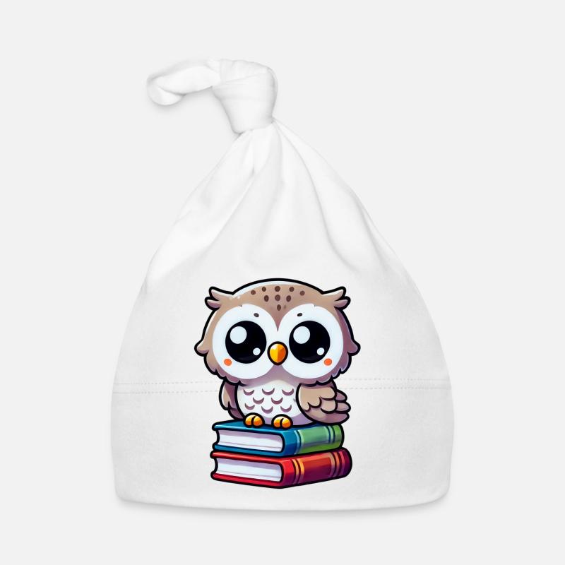 Eule auf Büchern Baby Bio-Mütze
