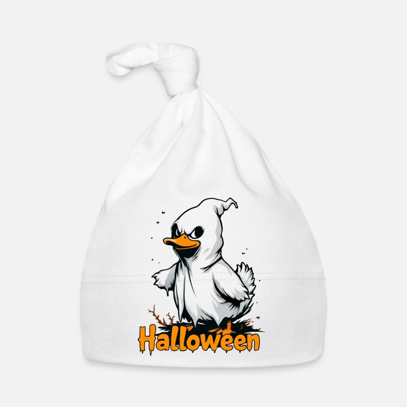 Spooky Duck Ghost Halloween T-Shirt | Cute Ghostly Organic Baby Cap