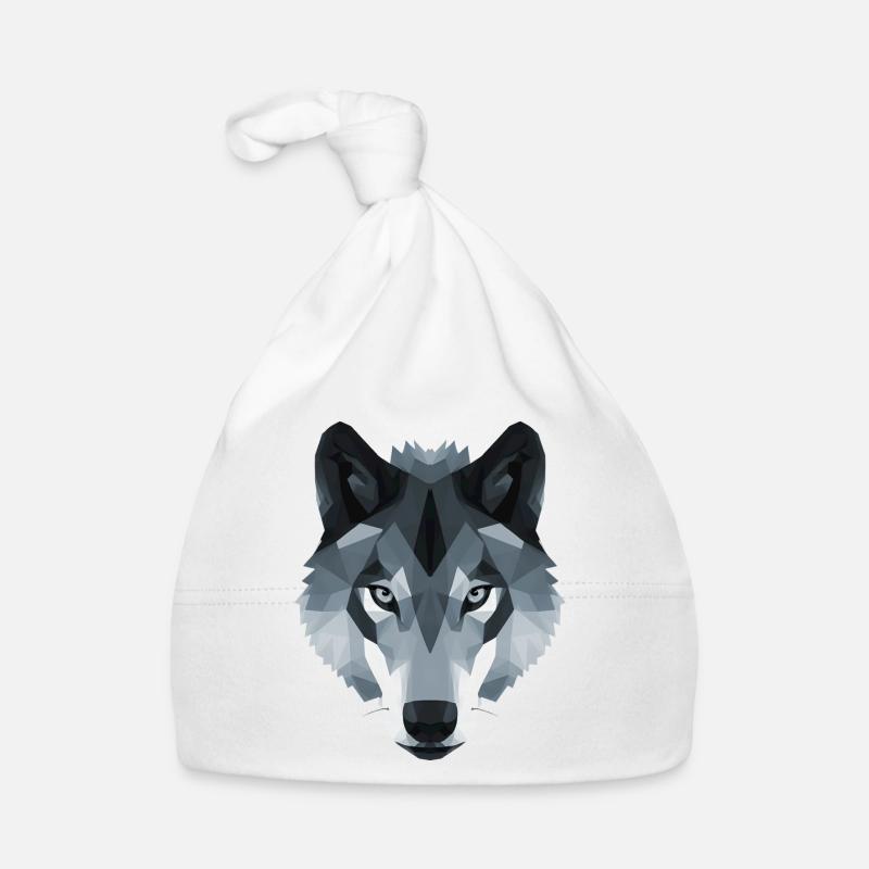 Wolf head low polygon in black and white Organic Baby Cap