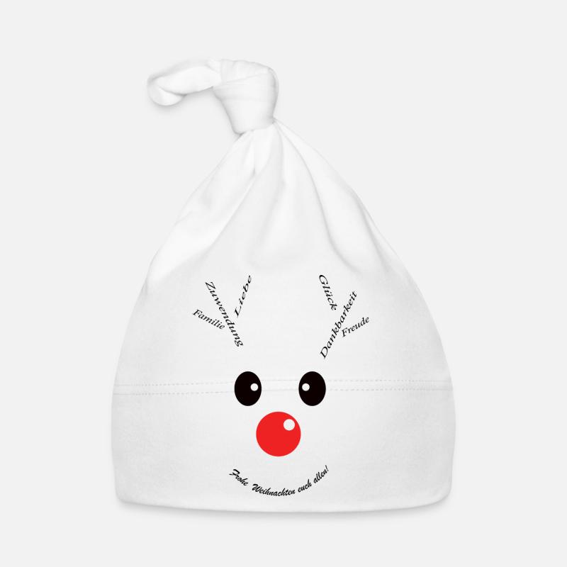 Joyeux Noël Rudolf - Bonnet bio Bébé - blanc