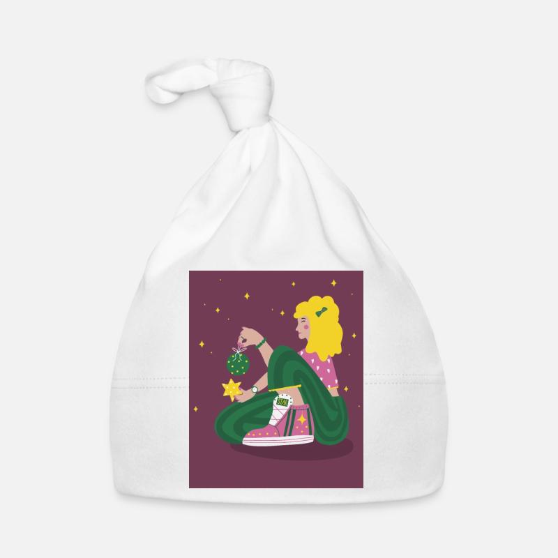 Fille de Noël avec des étoiles Bonnet bio Bébé