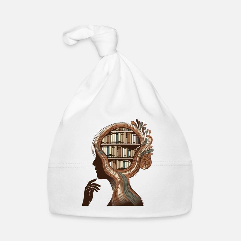 Books Head Illustration Thinking Knowledge Organic Baby Cap