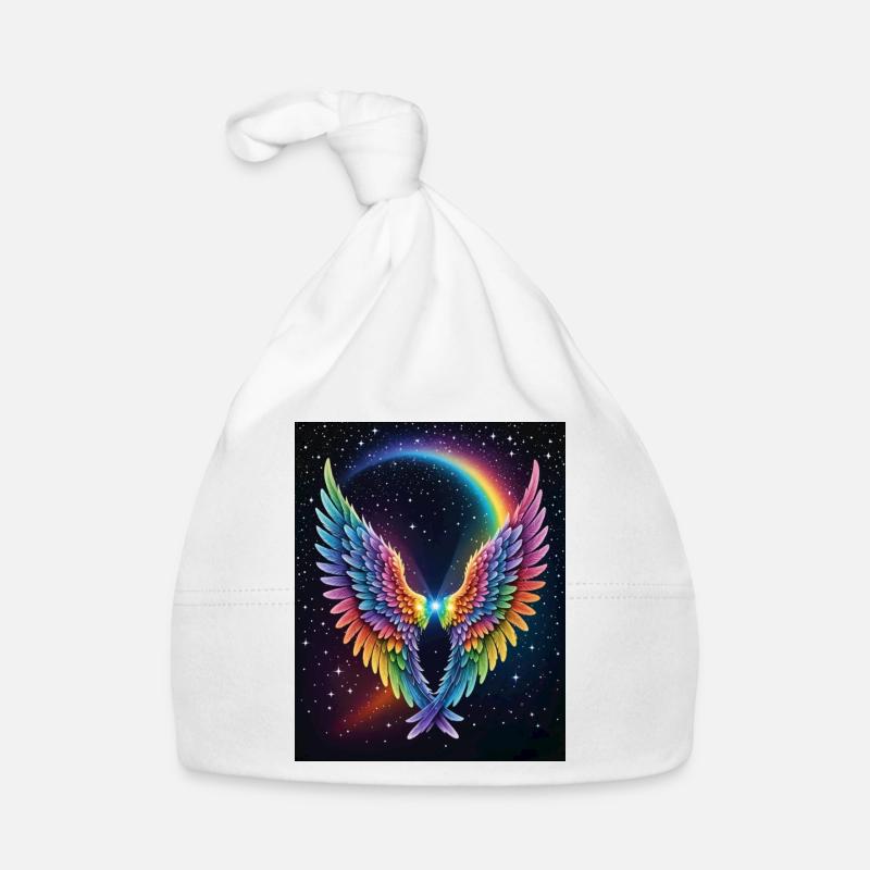 Regenbogenflügel Herz im All Baby Bio-Mütze