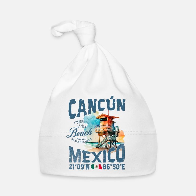 Die Skyline von Cancun am Strand Baby Bio-Mütze