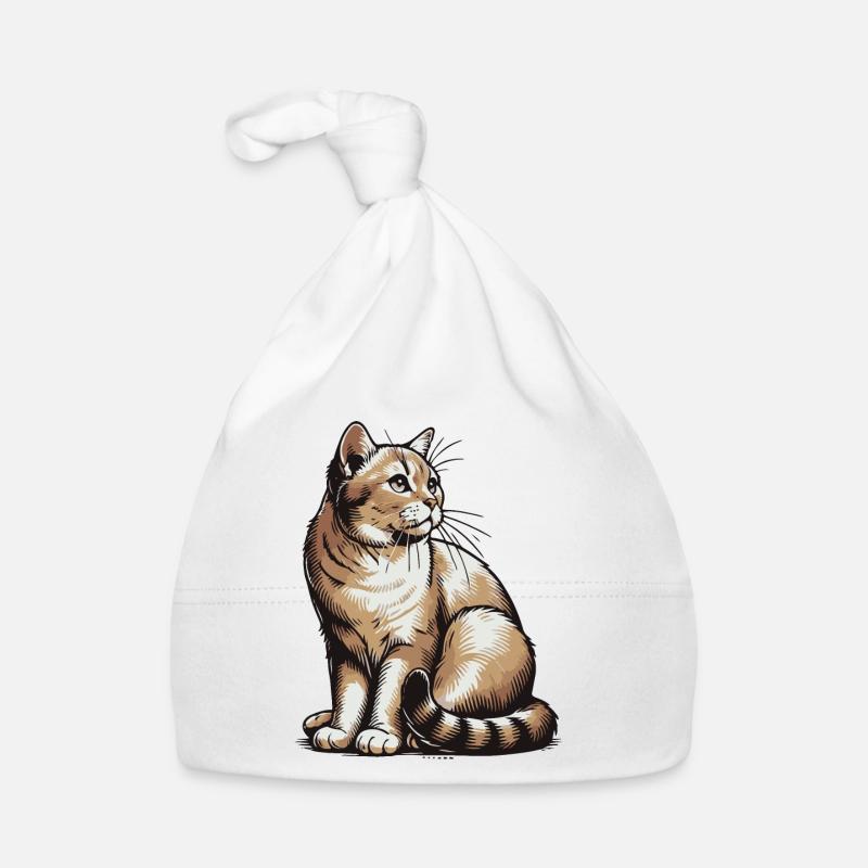 Chat - Bonnet bio Bébé - blanc