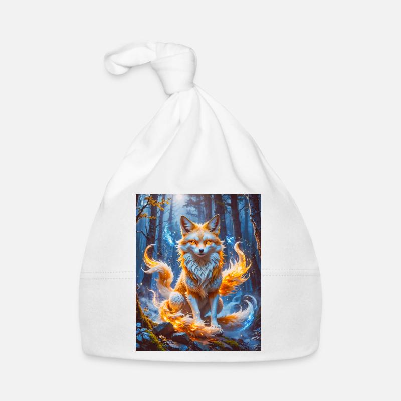 Elegant multi-tailed Kitsune with glowing foxfire Organic Baby Cap