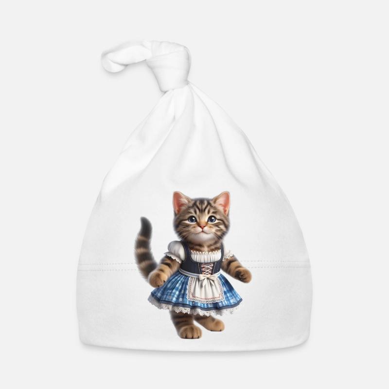 Mignon petit chat en dirndl Bonnet bio Bébé