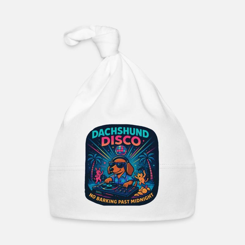 Dachshund Disco – No barking at night Organic Baby Cap