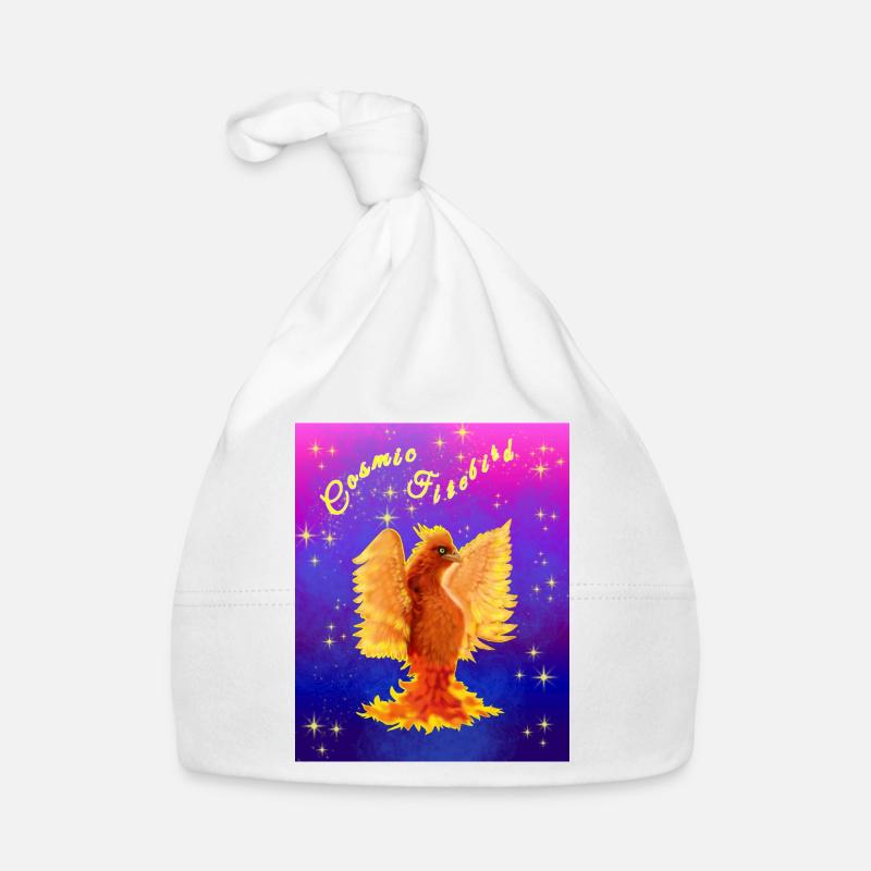 Ein orangefarbener kosmischer Cyber-Vogel Baby Bio-Mütze
