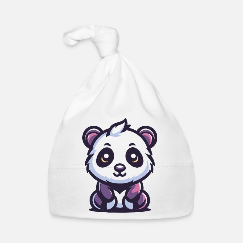 Panda doux - Bonnet bio Bébé - blanc