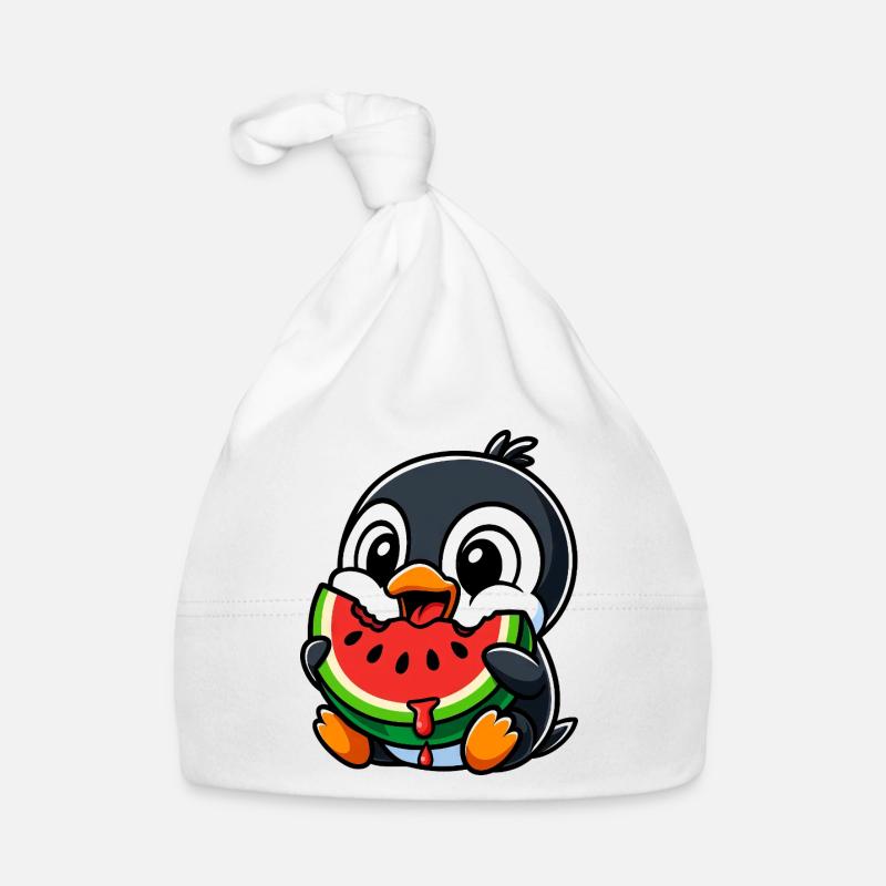 pingouin mignon melon d’été dessin animé drôle de fruit Bonnet bio Bébé