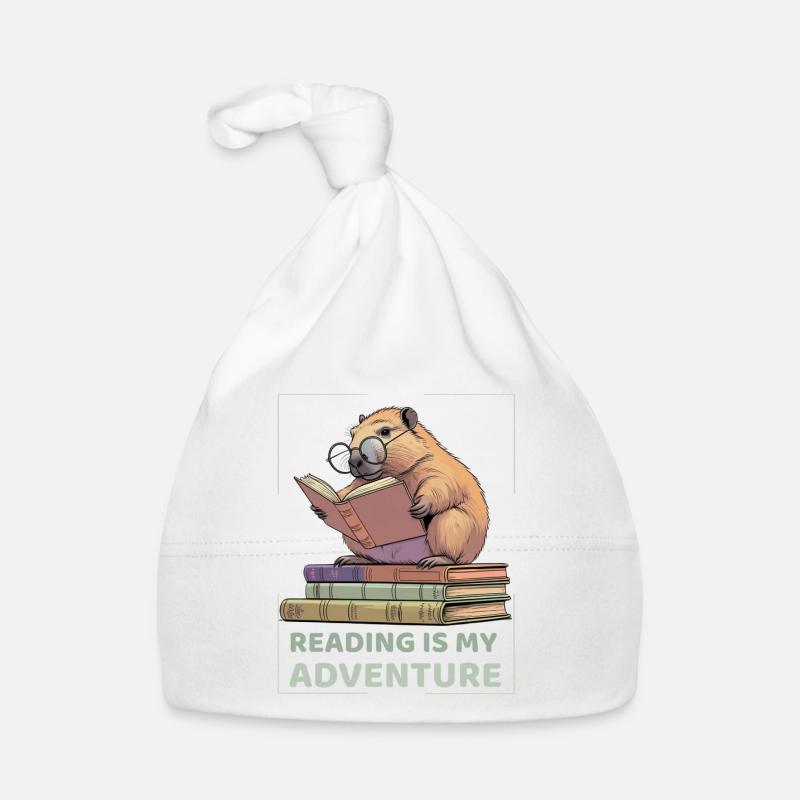 Capybara en lisant -Aventure de lecture Bonnet bio Bébé