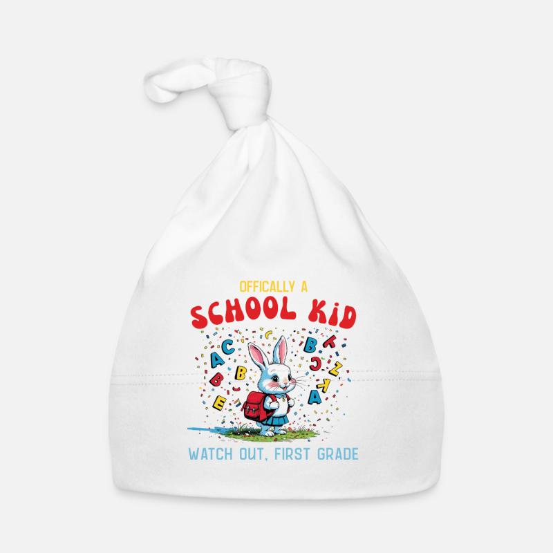 Conception de lapin drôle d’école pour un élève de première année Bonnet bio Bébé