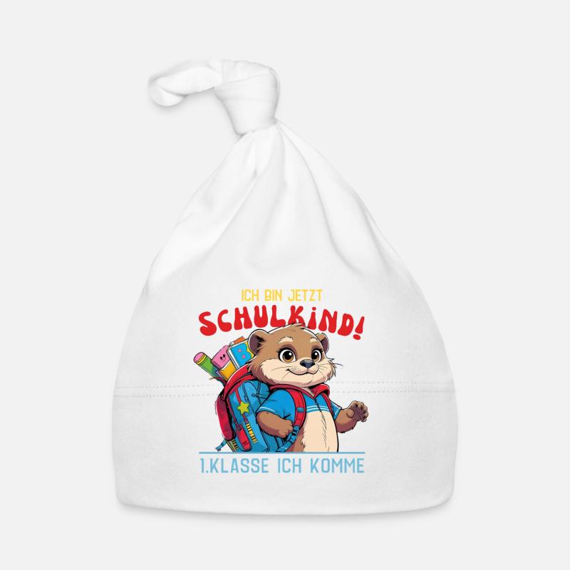Back to school otter with school backpack Organic Baby Cap