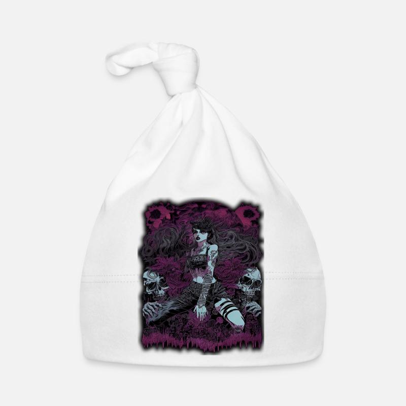 Dark Enchantress with Skull Elements Organic Baby Cap