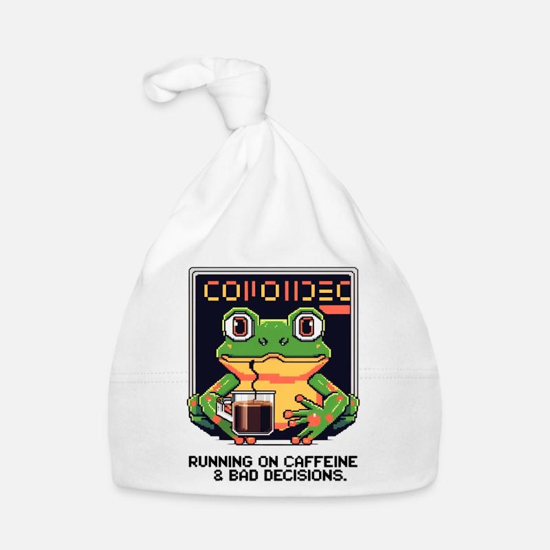 Pixel Frog – Caféine et mauvaises décisions Bonnet bio Bébé