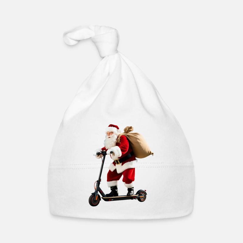 Weihnachtsmann auf Roller Baby Bio-Mütze