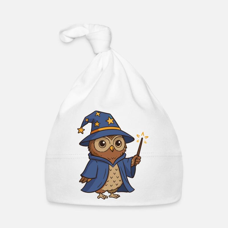 Magical Owl Wizard Illustration Organic Baby Cap