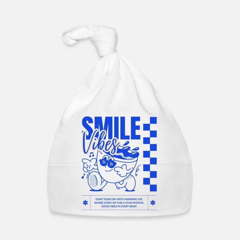 Illustration de vibrations de sourire vif - Bonnet bio Bébé - blanc