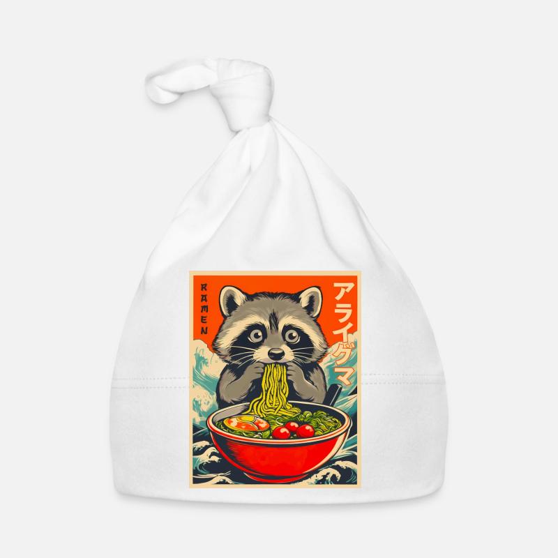 raton laveur kawaii - Bonnet bio Bébé - blanc