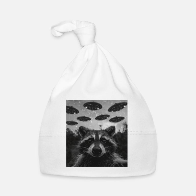 Waschbär Selfie mit Alien UFO Baby Bio-Mütze