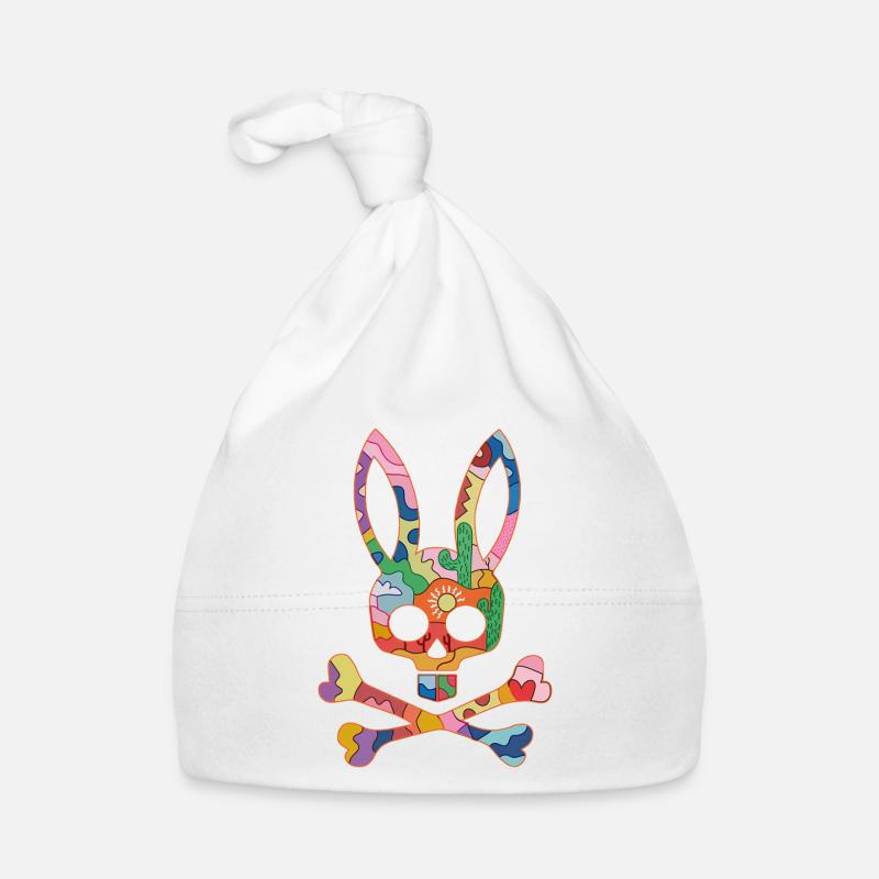 Rainbow Skull Bunny Patch Organic Baby Cap