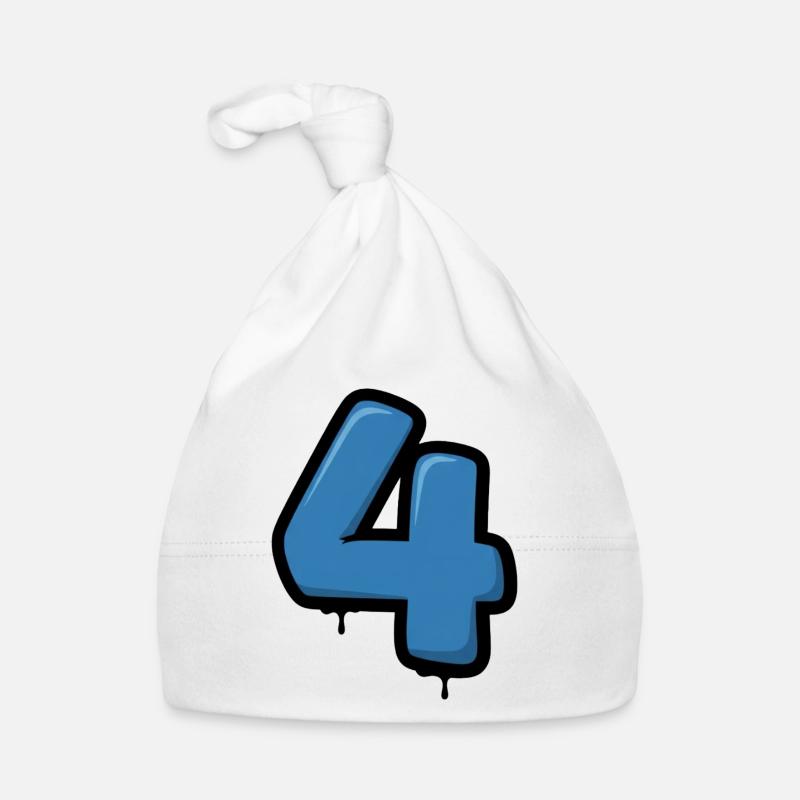Graffiti Blue 4 Number Design Organic Baby Cap