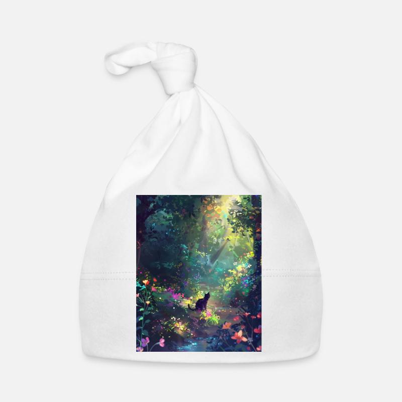 Chat des forêts ensoleillé - Bonnet bio Bébé - blanc