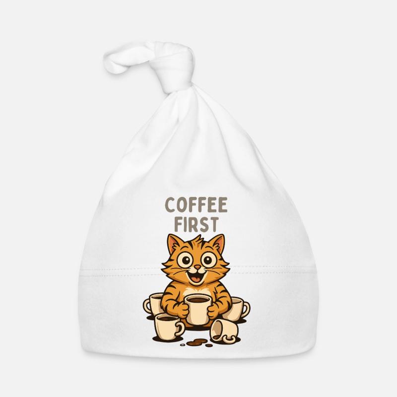 Kaffee First Katzen Kater Spaß Espresso  Baby Bio-Mütze