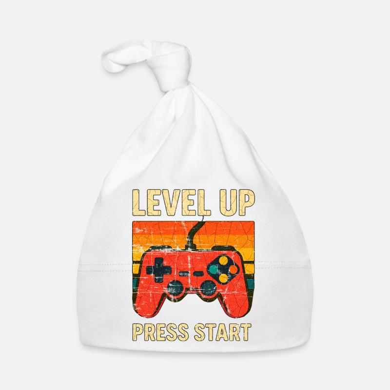 Montée de niveau Rétro Controller Art Bonnet bio Bébé