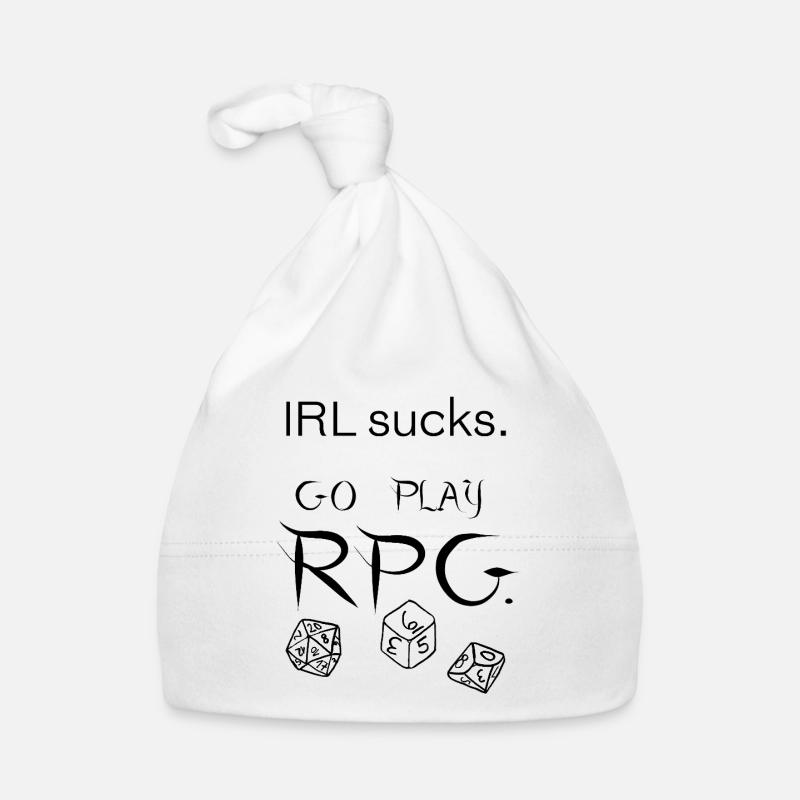 IRL sucks go play RPG (noir) - Bonnet bio Bébé - blanc