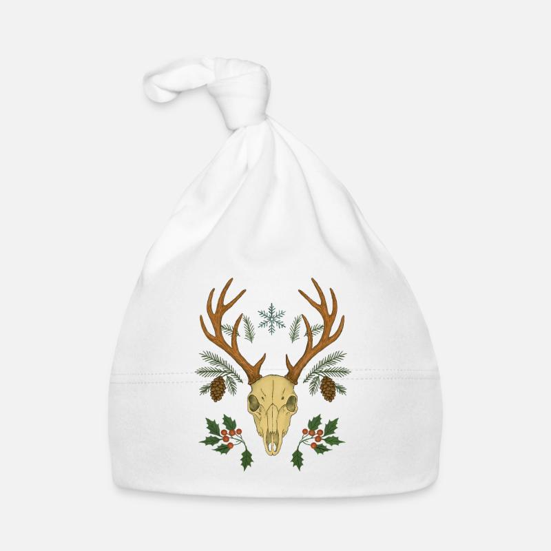 Winter Deer Skull Crest Organic Baby Cap